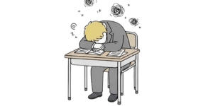 数学に苦手意識があって悩んでいる高校生のイラスト